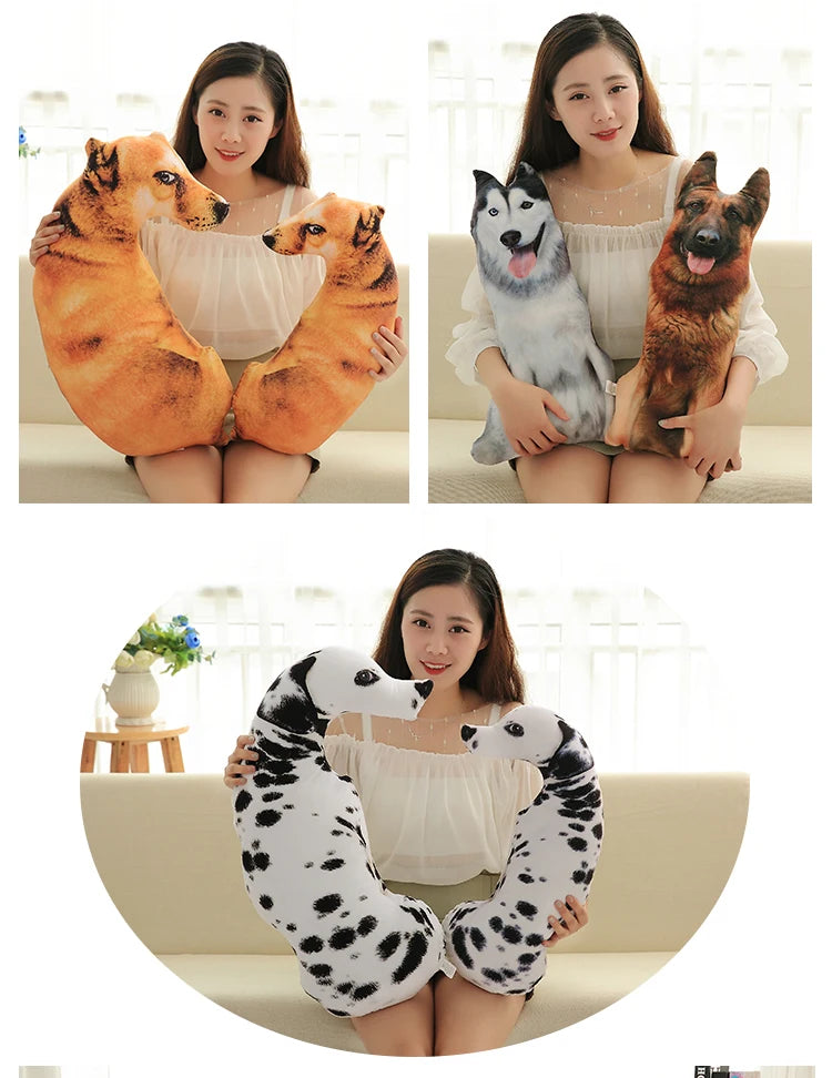 50cm Cute Simulation Dog Plush Toy 3D Printing Stuffed Animal Dog Plush Pillow Stuffed Cartoon Cushion Kids Doll Home Decro Gift
