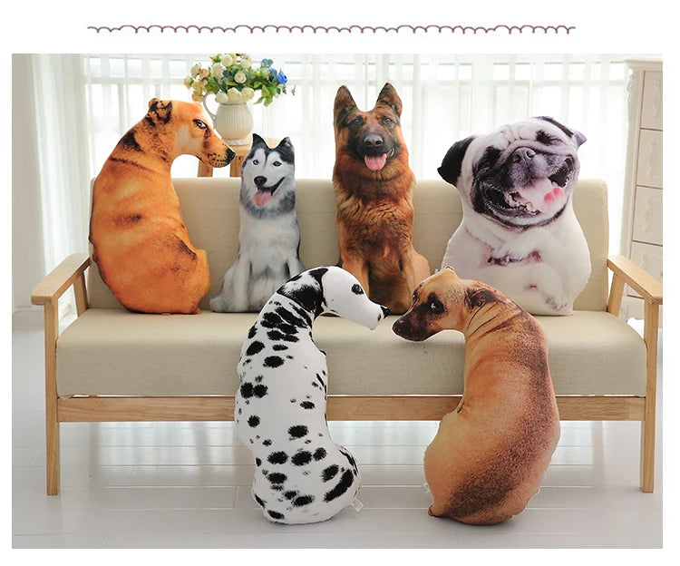 50cm Cute Simulation Dog Plush Toy 3D Printing Stuffed Animal Dog Plush Pillow Stuffed Cartoon Cushion Kids Doll Home Decro Gift