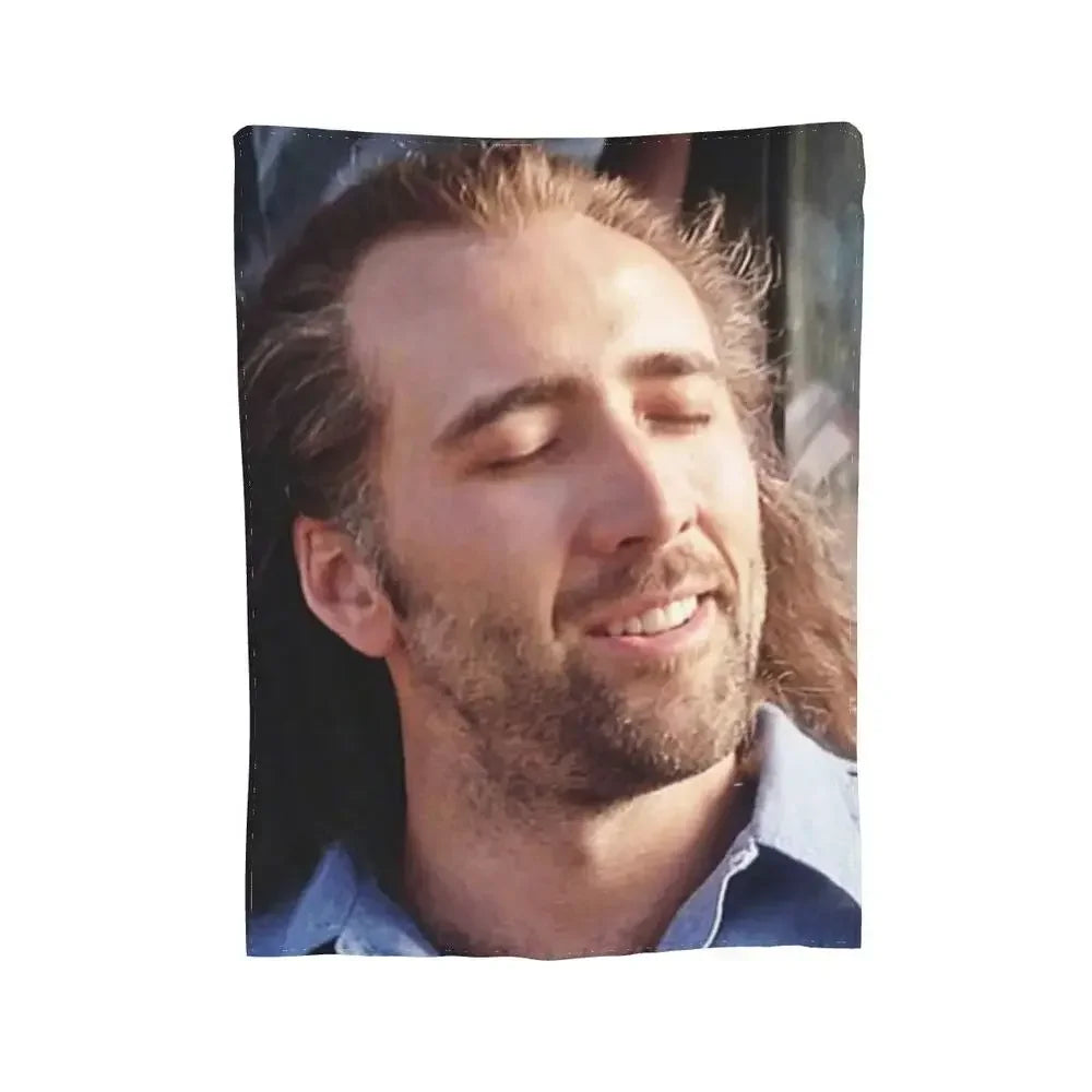 Nicolas Cage - Face Blanket Soft Warm Flannel Throw Blanket Bedding for Bed Living room Picnic Travel Home Sofa