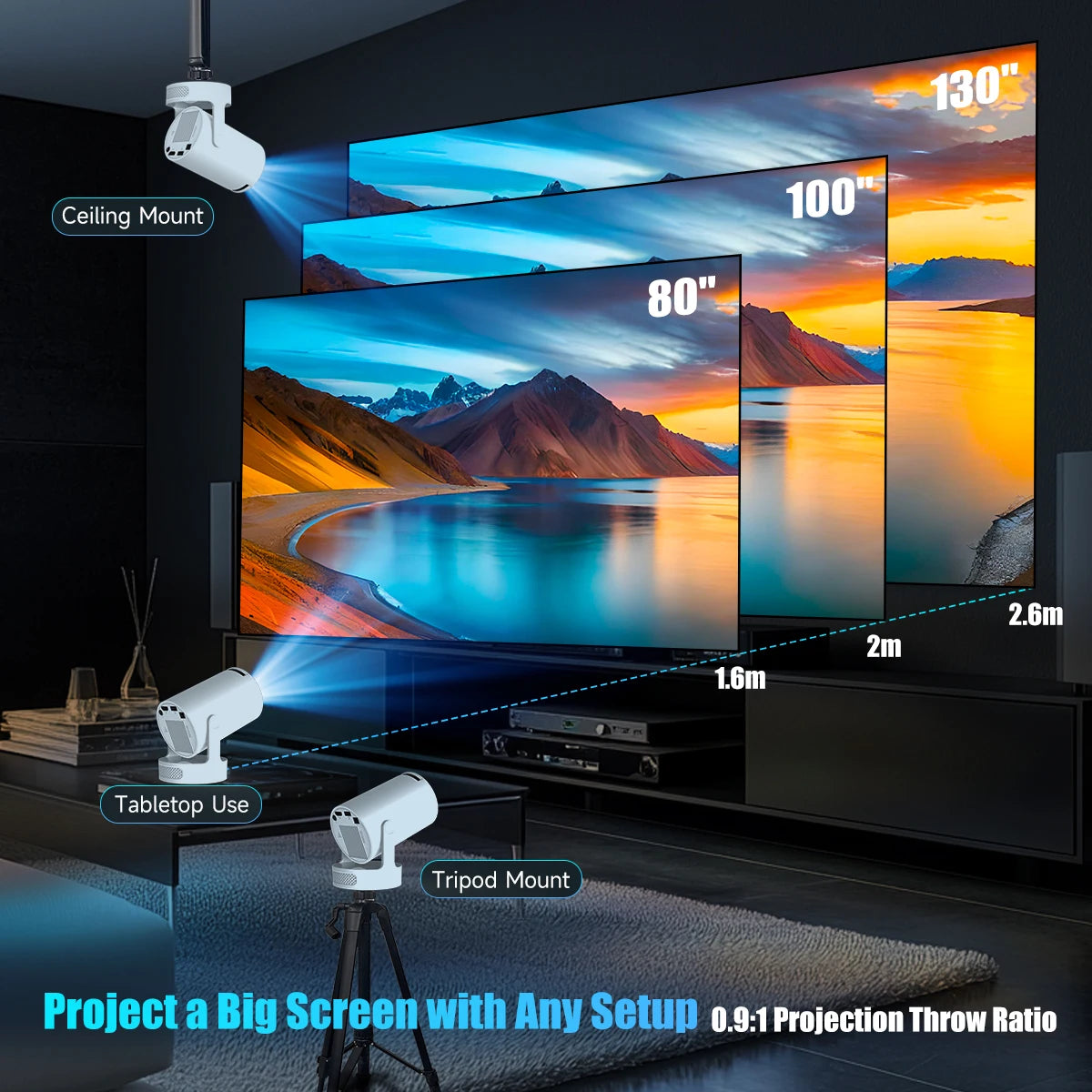 Magcubic 4K HY300 Pro Projector – 290ANSI, Android 11, Dual WiFi6, BT5.4, Portable