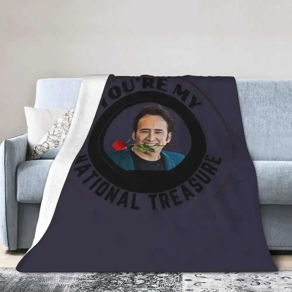 Nicolas Cage - Face Blanket Soft Warm Flannel Throw Blanket Bedding for Bed Living room Picnic Travel Home Sofa