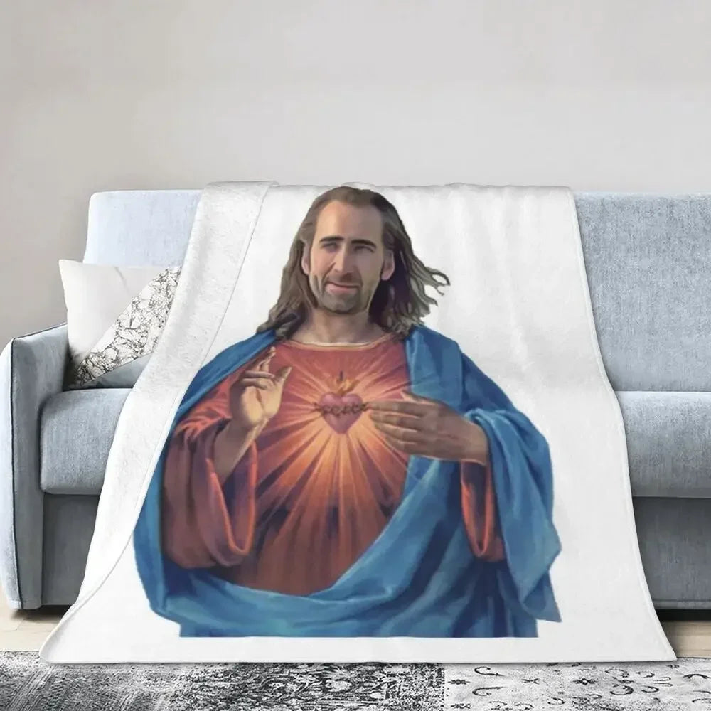 Nicolas Cage - Face Blanket Soft Warm Flannel Throw Blanket Bedding for Bed Living room Picnic Travel Home Sofa