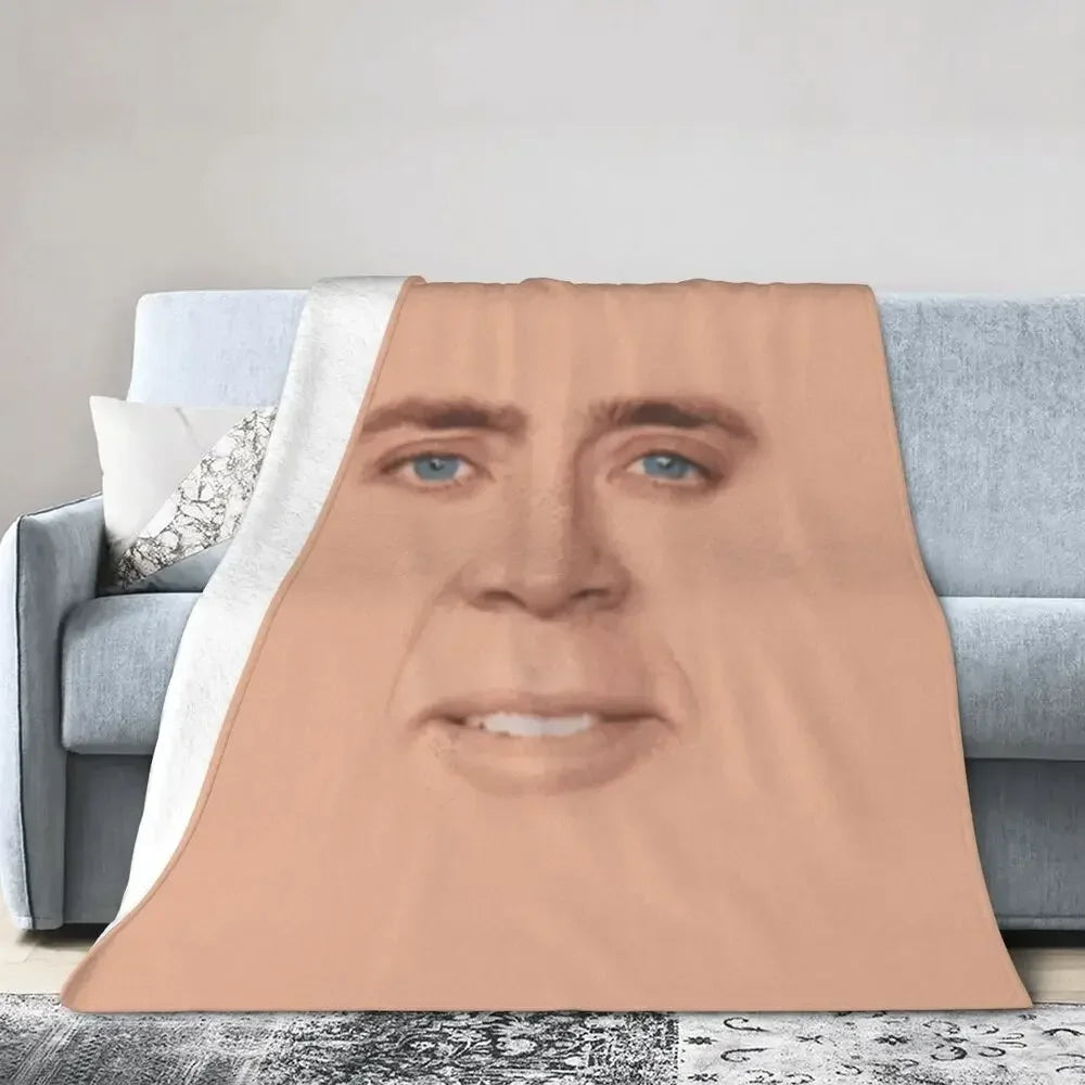 Nicolas Cage - Face Blanket Soft Warm Flannel Throw Blanket Bedding for Bed Living room Picnic Travel Home Sofa