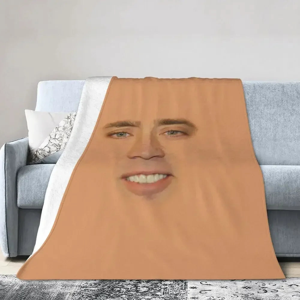 Nicolas Cage - Face Blanket Soft Warm Flannel Throw Blanket Bedding for Bed Living room Picnic Travel Home Sofa