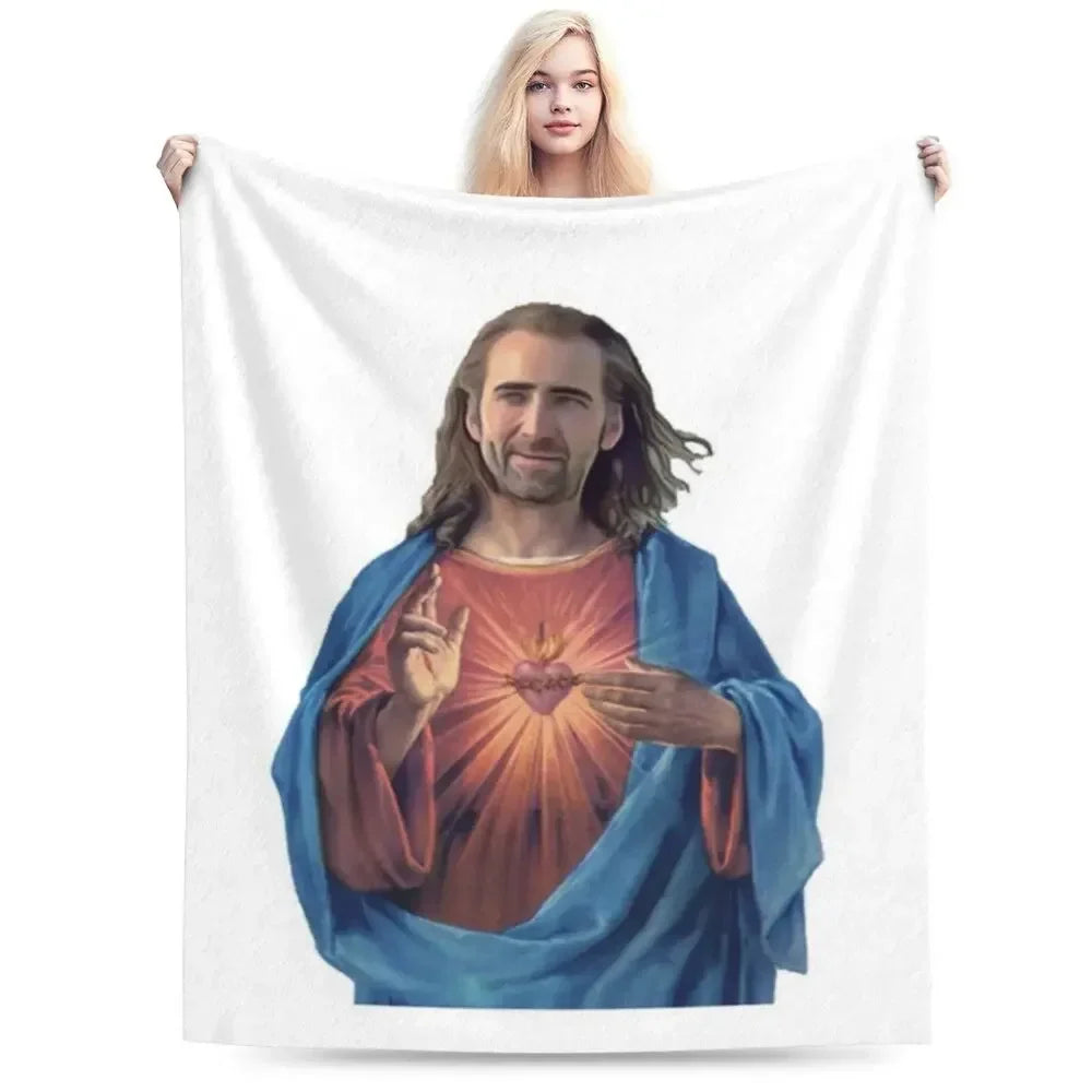 Nicolas Cage - Face Blanket Soft Warm Flannel Throw Blanket Bedding for Bed Living room Picnic Travel Home Sofa