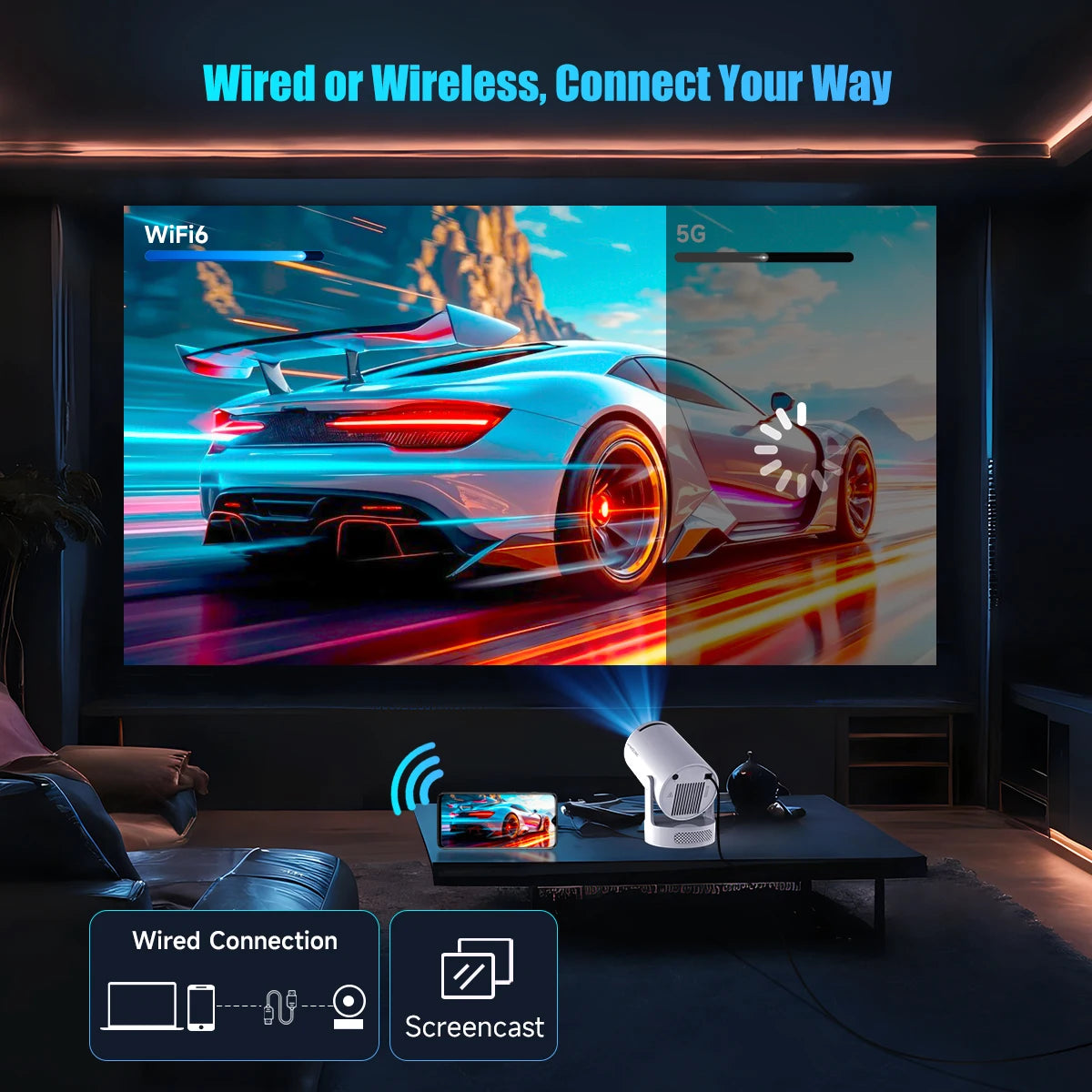 Magcubic 4K HY300 Pro Projector – 290ANSI, Android 11, Dual WiFi6, BT5.4, Portable