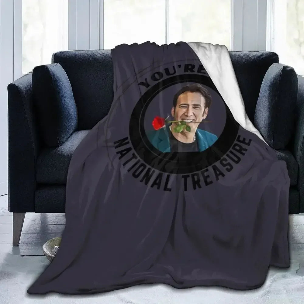 Nicolas Cage - Face Blanket Soft Warm Flannel Throw Blanket Bedding for Bed Living room Picnic Travel Home Sofa