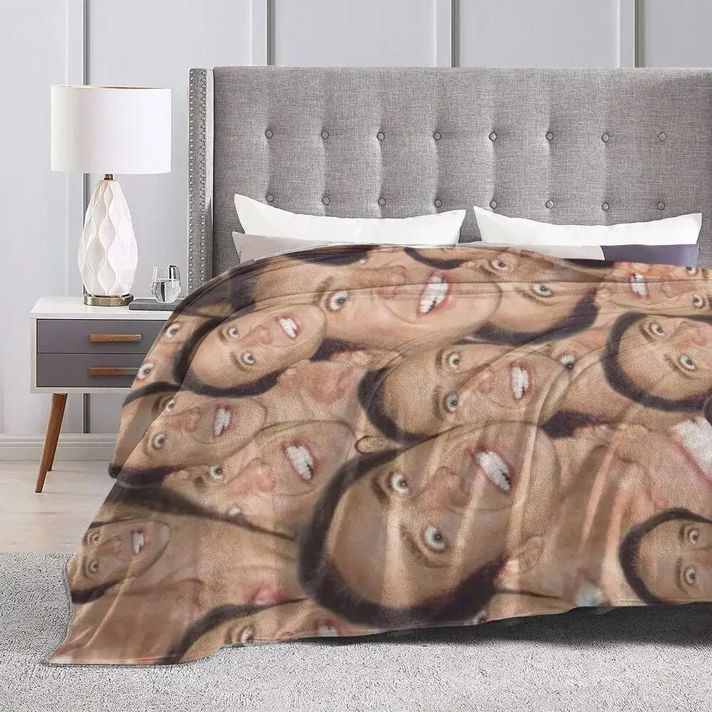 Nicolas Cage - Face Blanket Soft Warm Flannel Throw Blanket Bedding for Bed Living room Picnic Travel Home Sofa