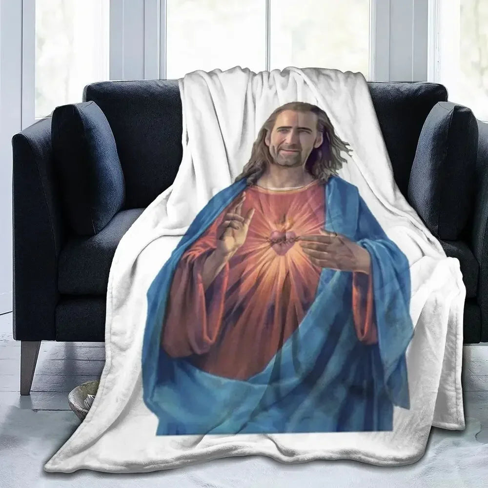 Nicolas Cage - Face Blanket Soft Warm Flannel Throw Blanket Bedding for Bed Living room Picnic Travel Home Sofa