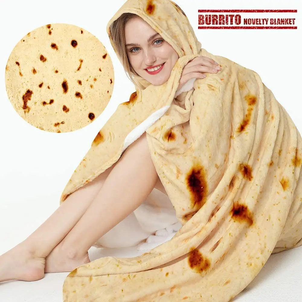 Fun Realistic Chinese Cabbage Tortilla Burrito Pizza Blanket, Donut Fried Egg, Watermelon Throw Giant Food Pattern