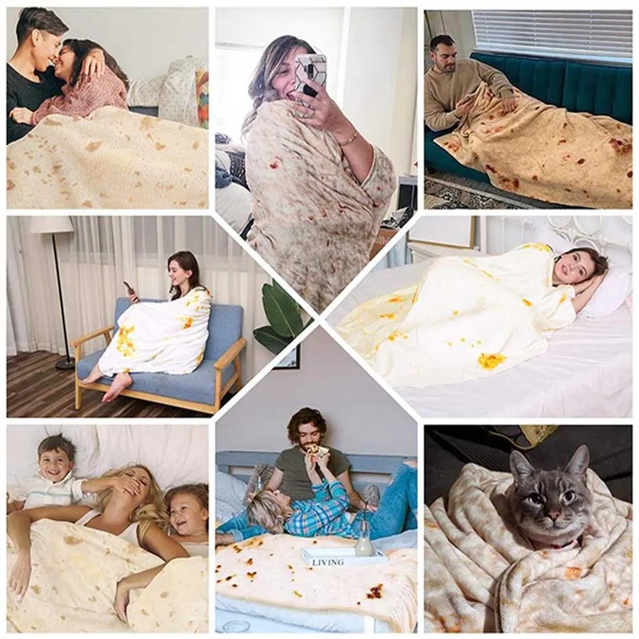 Fun Realistic Chinese Cabbage Tortilla Burrito Pizza Blanket, Donut Fried Egg, Watermelon Throw Giant Food Pattern