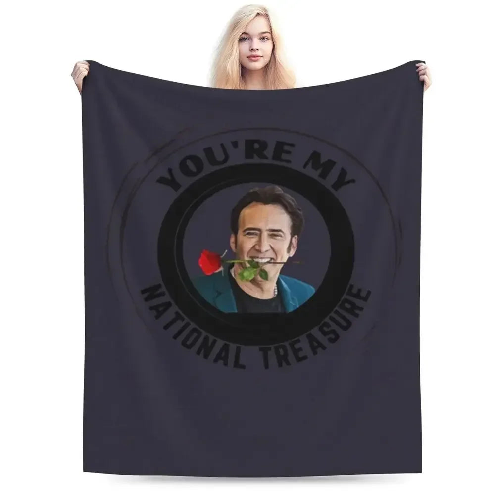 Nicolas Cage - Face Blanket Soft Warm Flannel Throw Blanket Bedding for Bed Living room Picnic Travel Home Sofa