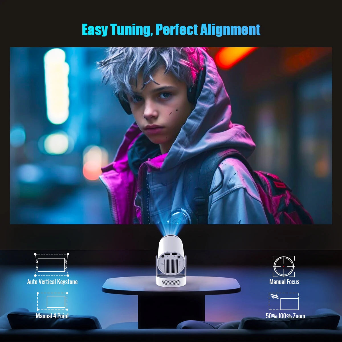 Magcubic 4K HY300 Pro Projector – 290ANSI, Android 11, Dual WiFi6, BT5.4, Portable