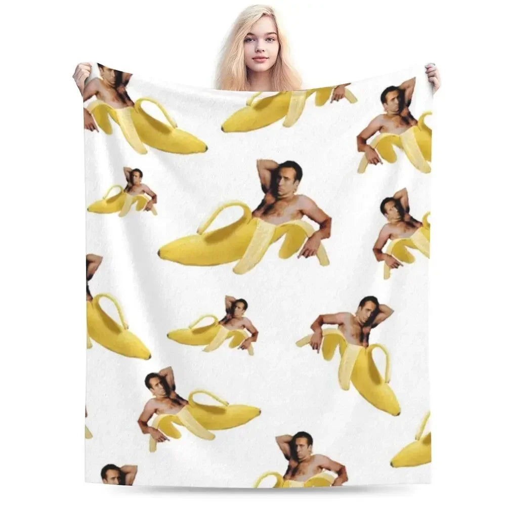 Nicolas Cage - Face Blanket Soft Warm Flannel Throw Blanket Bedding for Bed Living room Picnic Travel Home Sofa