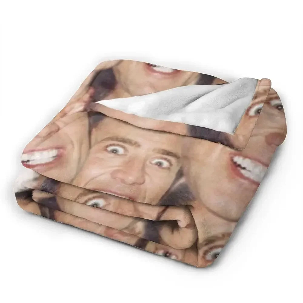 Nicolas Cage - Face Blanket Soft Warm Flannel Throw Blanket Bedding for Bed Living room Picnic Travel Home Sofa