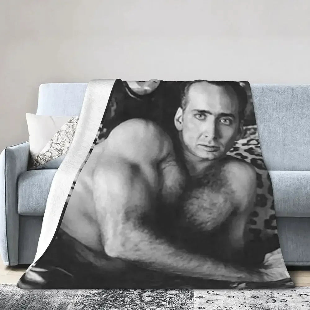 Nicolas Cage - Face Blanket Soft Warm Flannel Throw Blanket Bedding for Bed Living room Picnic Travel Home Sofa