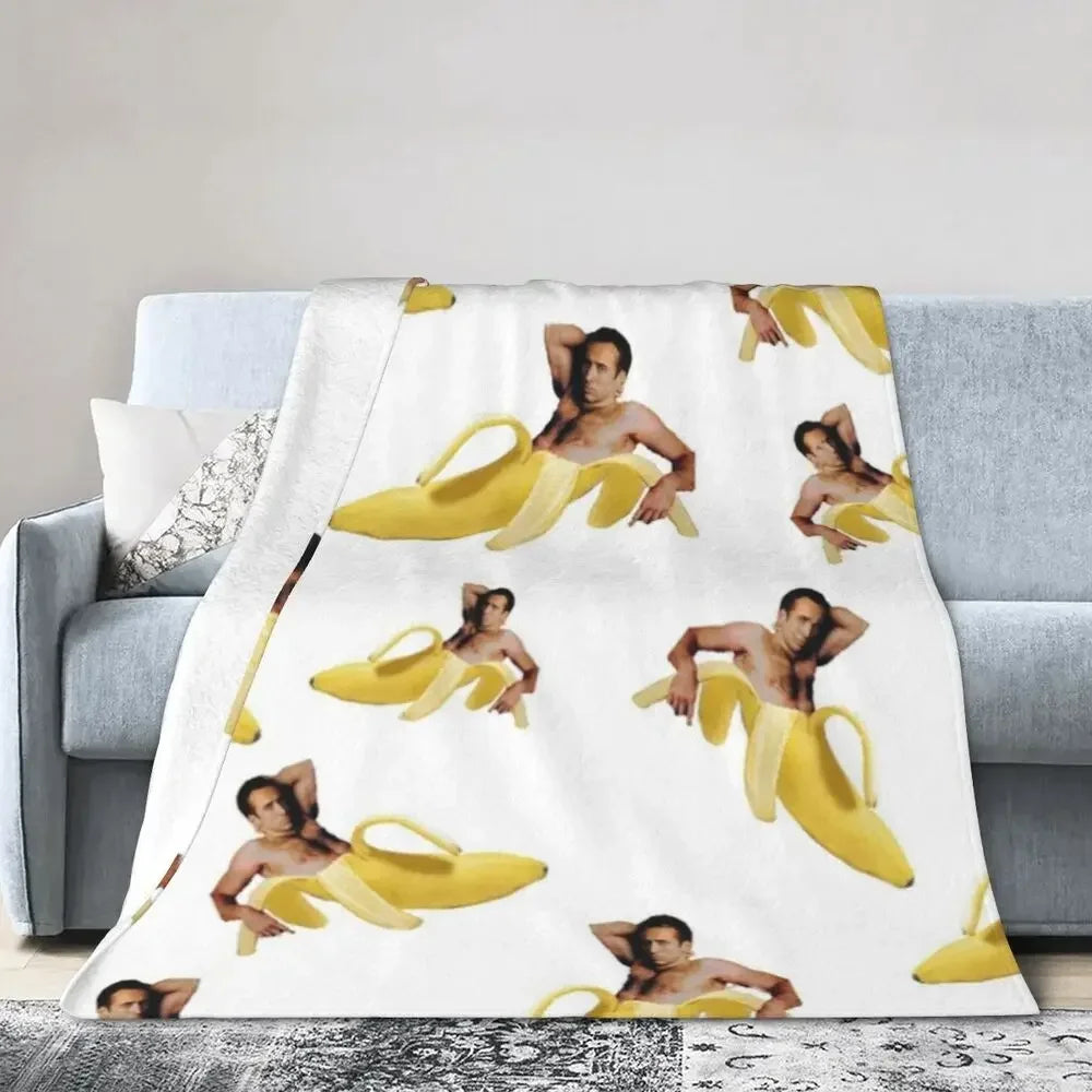Nicolas Cage - Face Blanket Soft Warm Flannel Throw Blanket Bedding for Bed Living room Picnic Travel Home Sofa