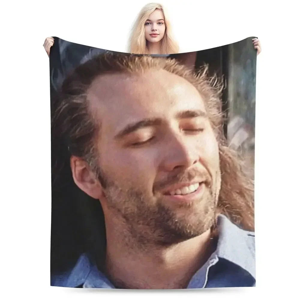 Nicolas Cage - Face Blanket Soft Warm Flannel Throw Blanket Bedding for Bed Living room Picnic Travel Home Sofa