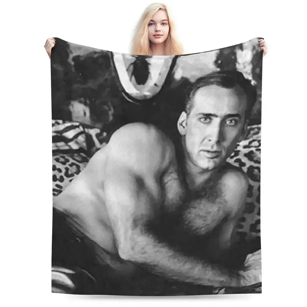 Nicolas Cage - Face Blanket Soft Warm Flannel Throw Blanket Bedding for Bed Living room Picnic Travel Home Sofa