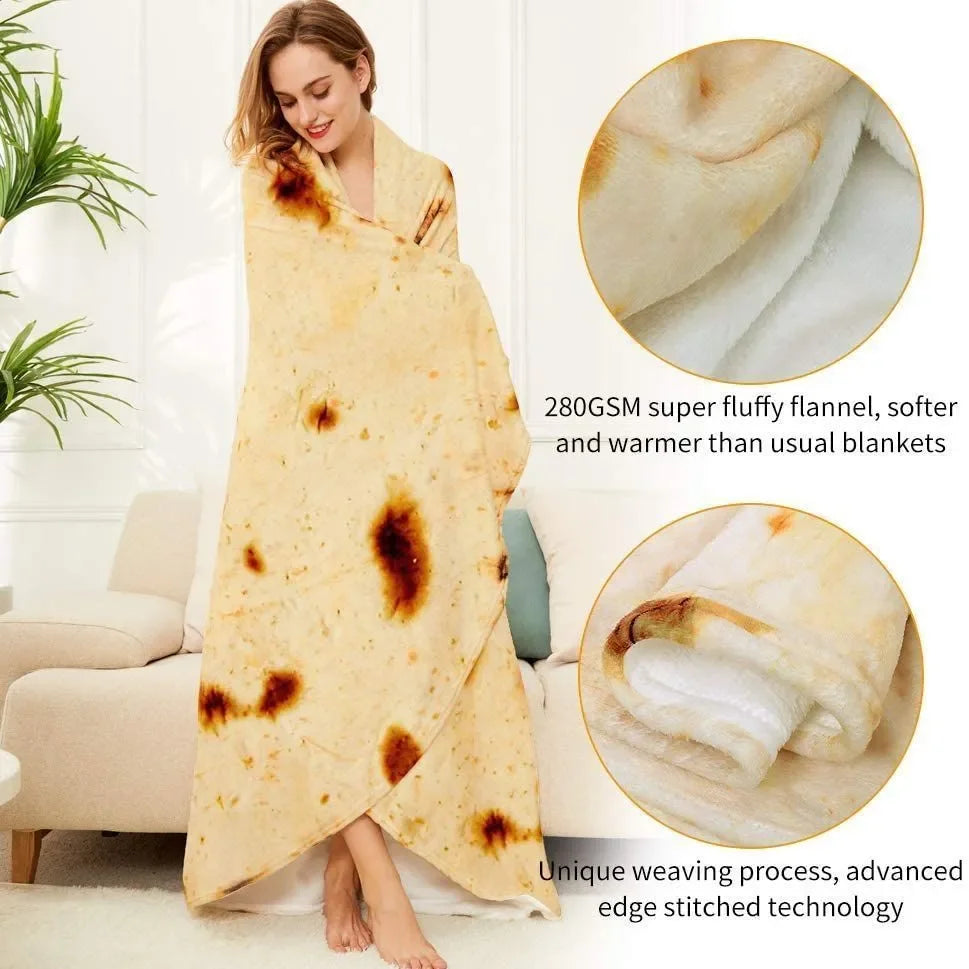 Fun Realistic Chinese Cabbage Tortilla Burrito Pizza Blanket, Donut Fried Egg, Watermelon Throw Giant Food Pattern