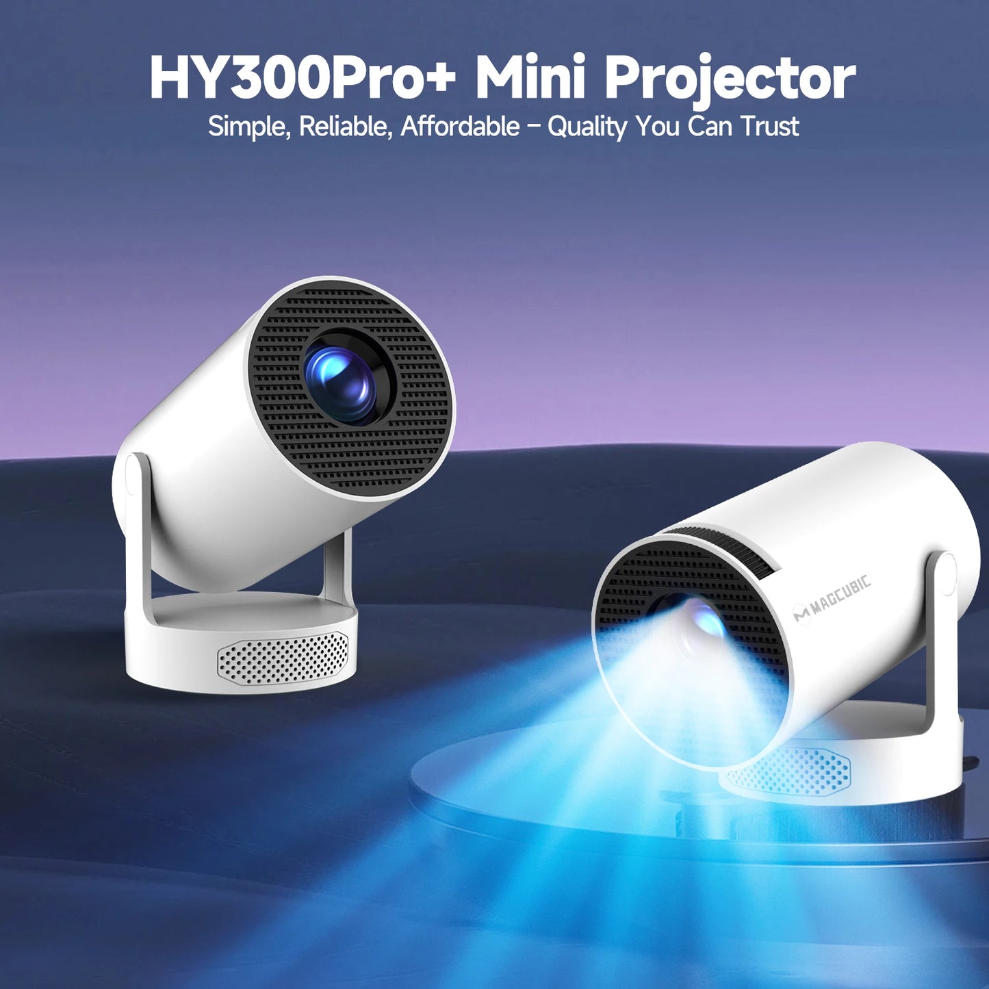 Magcubic 4K HY300 Pro Projector – 290ANSI, Android 11, Dual WiFi6, BT5.4, Portable