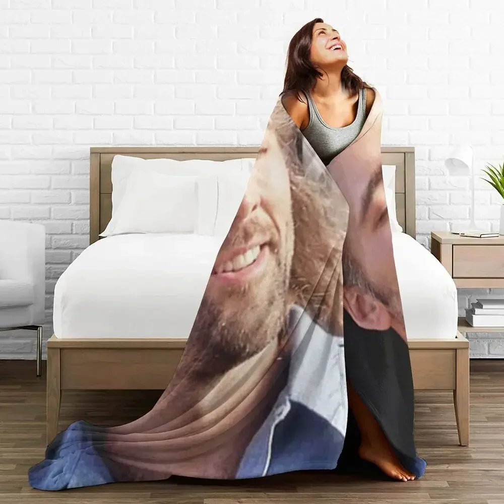 Nicolas Cage - Face Blanket Soft Warm Flannel Throw Blanket Bedding for Bed Living room Picnic Travel Home Sofa