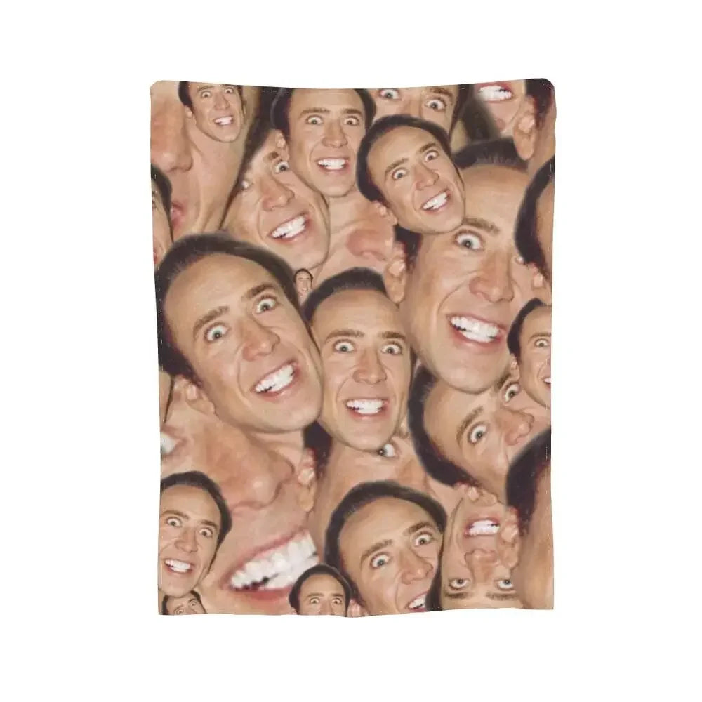 Nicolas Cage - Face Blanket Soft Warm Flannel Throw Blanket Bedding for Bed Living room Picnic Travel Home Sofa