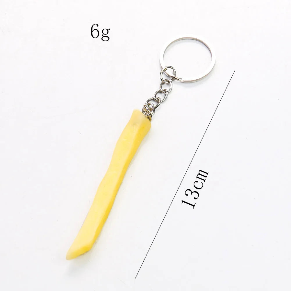 Fried Chicken Simulation Food Keychain French Fries Drumstick Chicken Nuggets Key Chain Restaurant Client Gift Chef Cook Keyring
