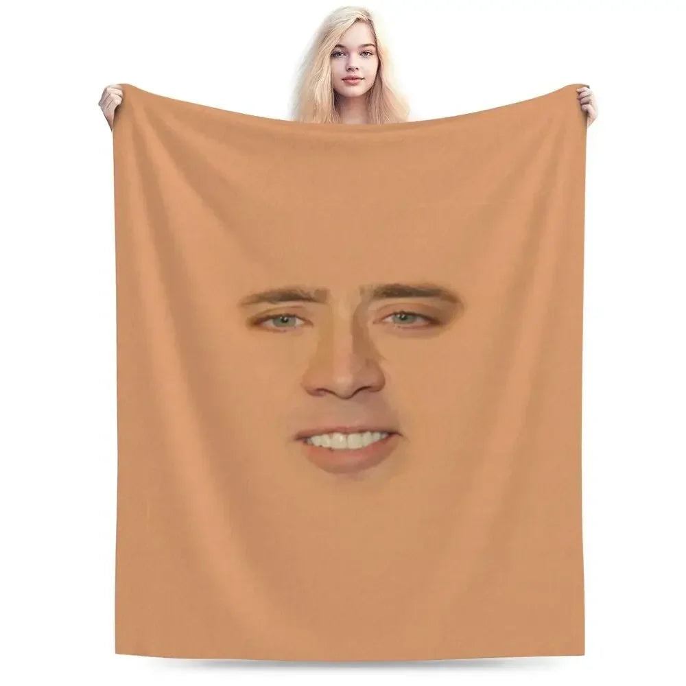 Nicolas Cage - Face Blanket Soft Warm Flannel Throw Blanket Bedding for Bed Living room Picnic Travel Home Sofa