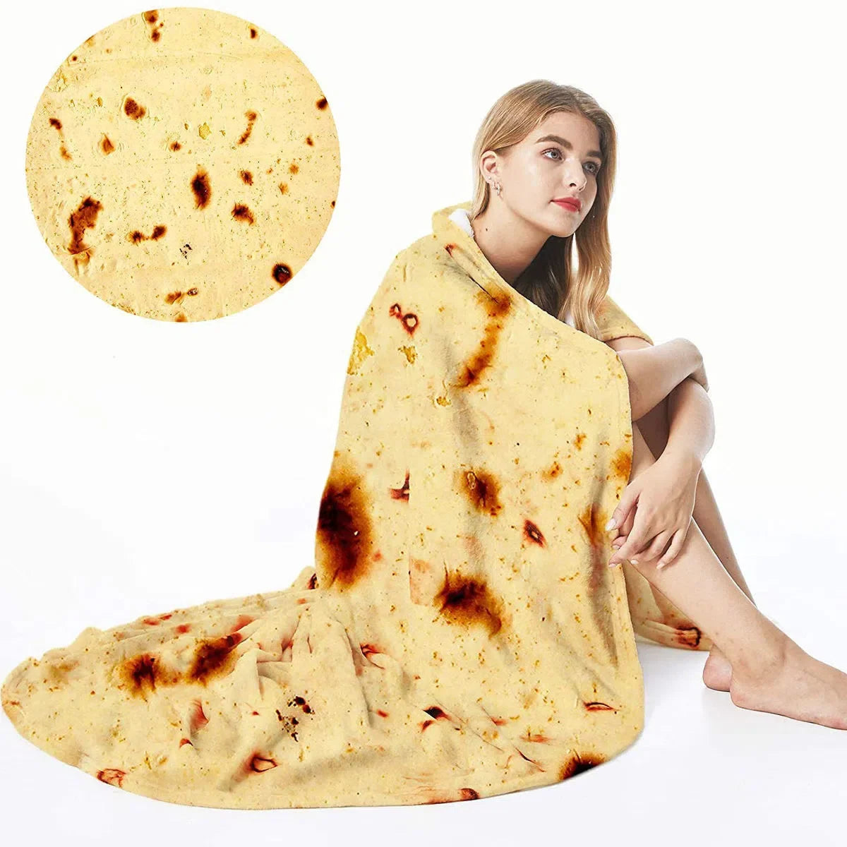 Fun Realistic Chinese Cabbage Tortilla Burrito Pizza Blanket, Donut Fried Egg, Watermelon Throw Giant Food Pattern