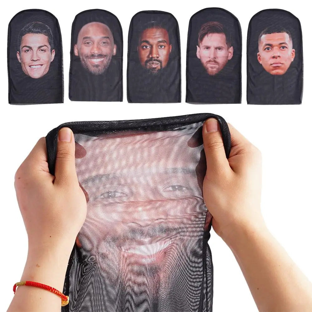 3D Printed Kanye Face Mask – Seamless Celebrity Head Cover for Cosplay & Hip-Hop Style