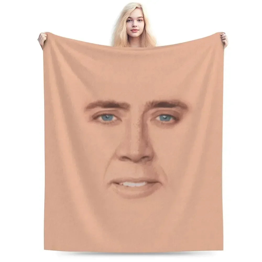 Nicolas Cage - Face Blanket Soft Warm Flannel Throw Blanket Bedding for Bed Living room Picnic Travel Home Sofa