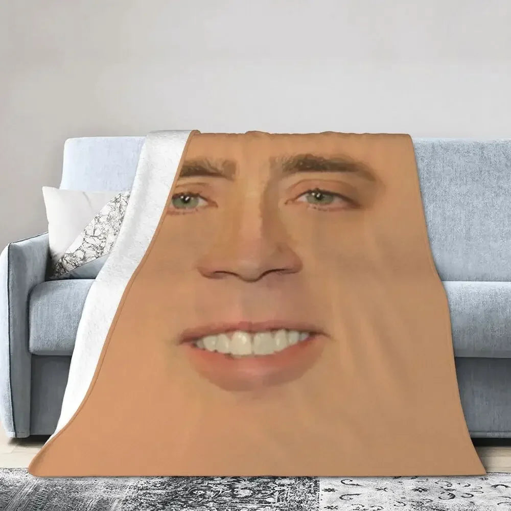 Nicolas Cage - Face Blanket Soft Warm Flannel Throw Blanket Bedding for Bed Living room Picnic Travel Home Sofa