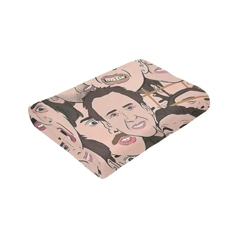 Nicolas Cage - Face Blanket Soft Warm Flannel Throw Blanket Bedding for Bed Living room Picnic Travel Home Sofa