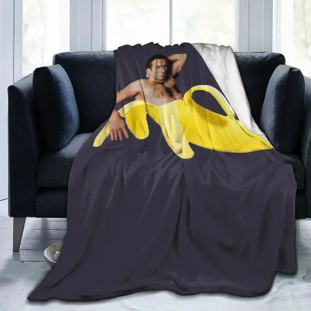 Nicolas Cage - Face Blanket Soft Warm Flannel Throw Blanket Bedding for Bed Living room Picnic Travel Home Sofa