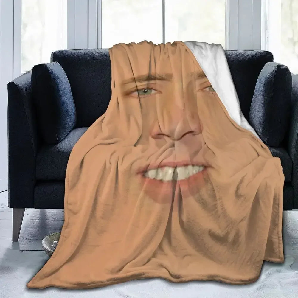 Nicolas Cage - Face Blanket Soft Warm Flannel Throw Blanket Bedding for Bed Living room Picnic Travel Home Sofa