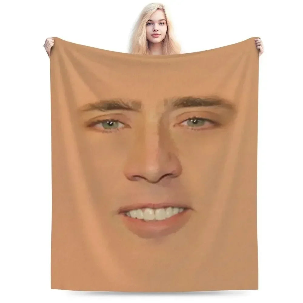 Nicolas Cage - Face Blanket Soft Warm Flannel Throw Blanket Bedding for Bed Living room Picnic Travel Home Sofa