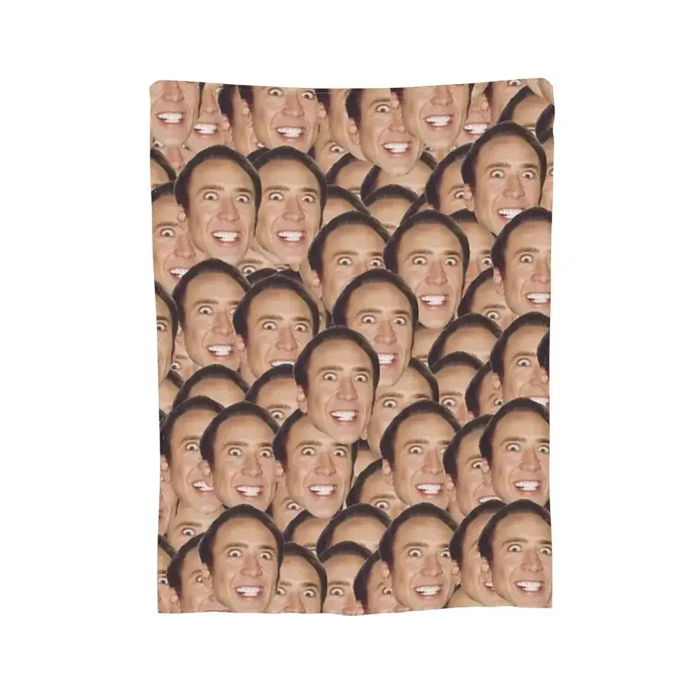 Nicolas Cage - Face Blanket Soft Warm Flannel Throw Blanket Bedding for Bed Living room Picnic Travel Home Sofa
