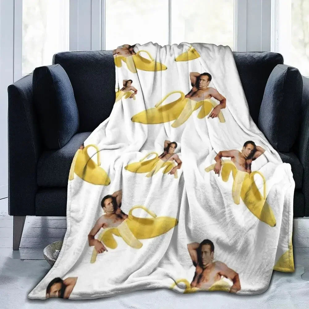 Nicolas Cage - Face Blanket Soft Warm Flannel Throw Blanket Bedding for Bed Living room Picnic Travel Home Sofa