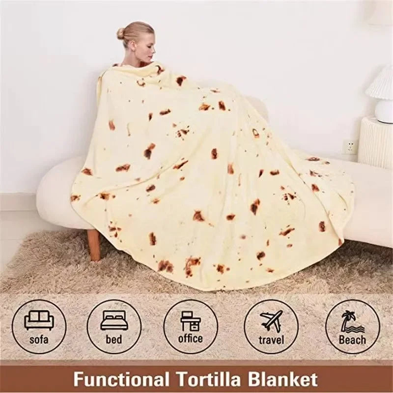 Fun Realistic Chinese Cabbage Tortilla Burrito Pizza Blanket, Donut Fried Egg, Watermelon Throw Giant Food Pattern