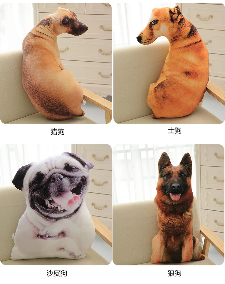 50cm Cute Simulation Dog Plush Toy 3D Printing Stuffed Animal Dog Plush Pillow Stuffed Cartoon Cushion Kids Doll Home Decro Gift