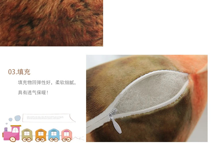 50cm Cute Simulation Dog Plush Toy 3D Printing Stuffed Animal Dog Plush Pillow Stuffed Cartoon Cushion Kids Doll Home Decro Gift
