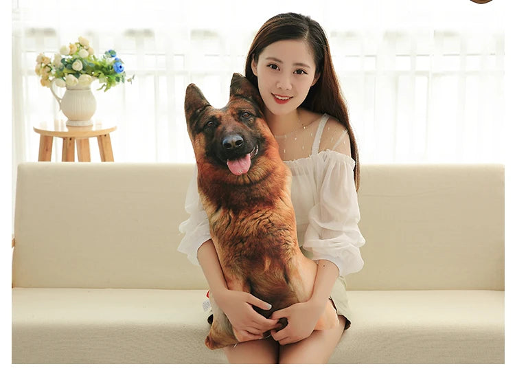 50cm Cute Simulation Dog Plush Toy 3D Printing Stuffed Animal Dog Plush Pillow Stuffed Cartoon Cushion Kids Doll Home Decro Gift