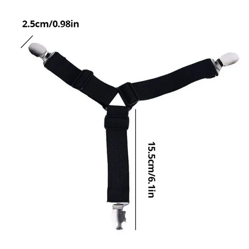 4Pcs Bed Sheet Fasteners – Adjustable Elastic Straps & Clips for Mattress Covers | Sheet Holder for Home Use