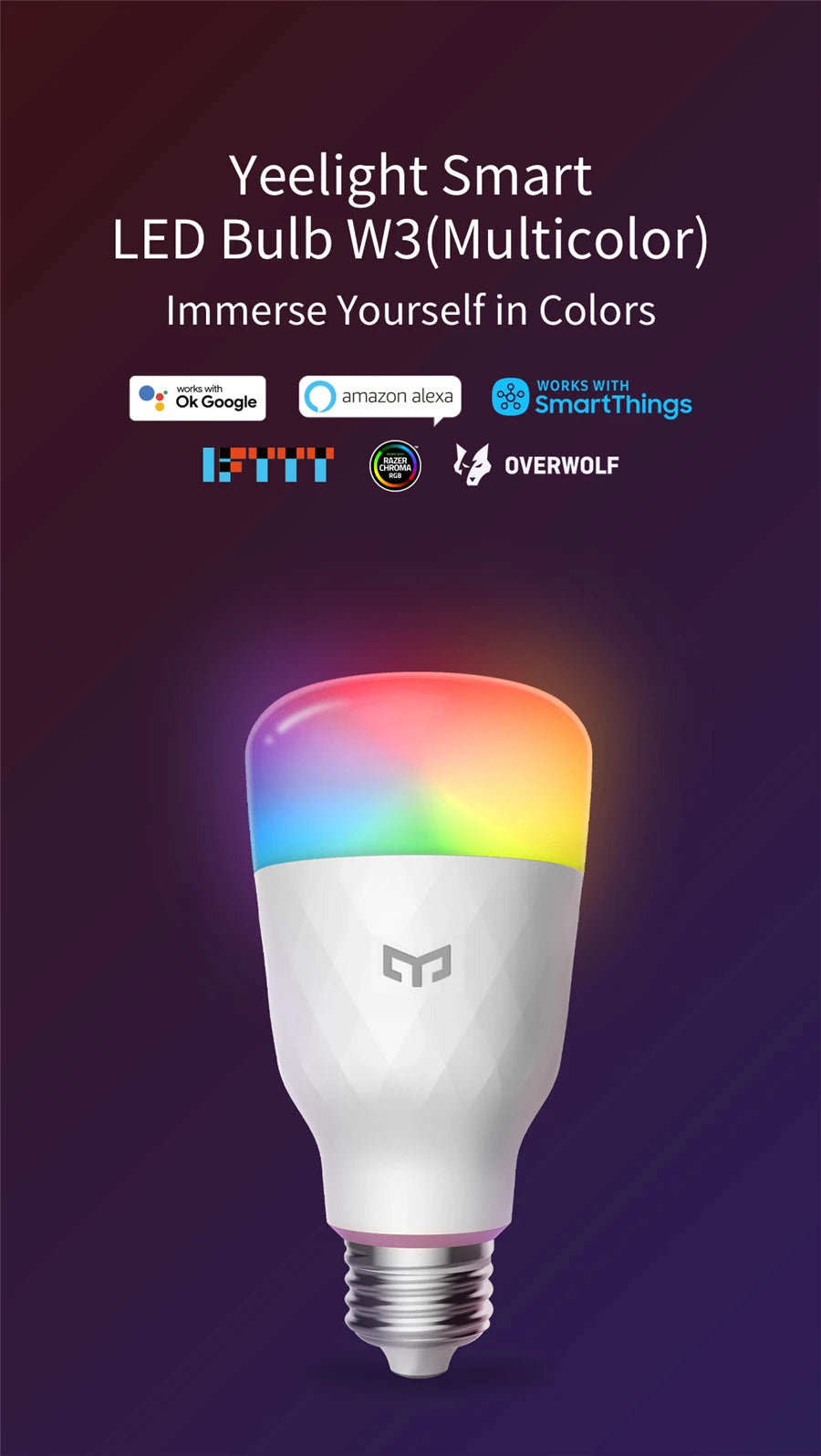 Yeelight Smart LED Bulb W3 - Color & Dimmable Warm White | E27 Voice Control | Works with Xiaomi Mi Home & Google Home