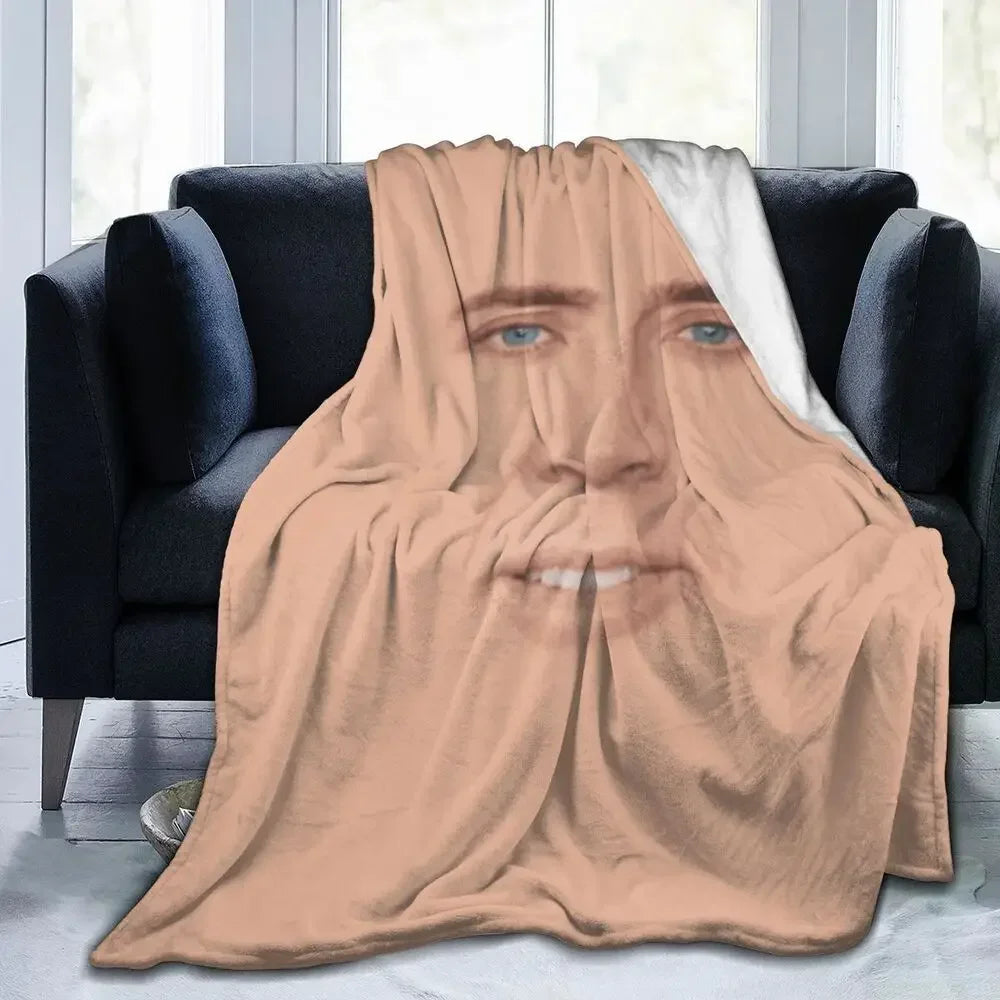 Nicolas Cage - Face Blanket Soft Warm Flannel Throw Blanket Bedding for Bed Living room Picnic Travel Home Sofa