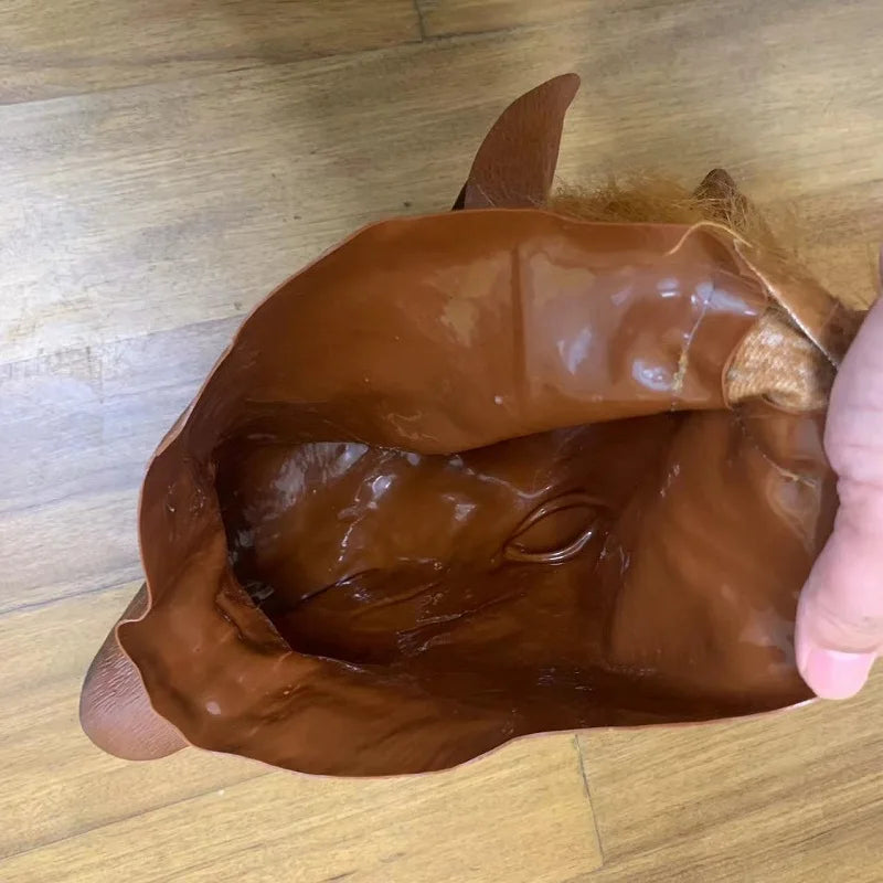 Men's & Women's Brown Horse Head Mask – Funny Latex Animal Mask for Halloween & Cosplay