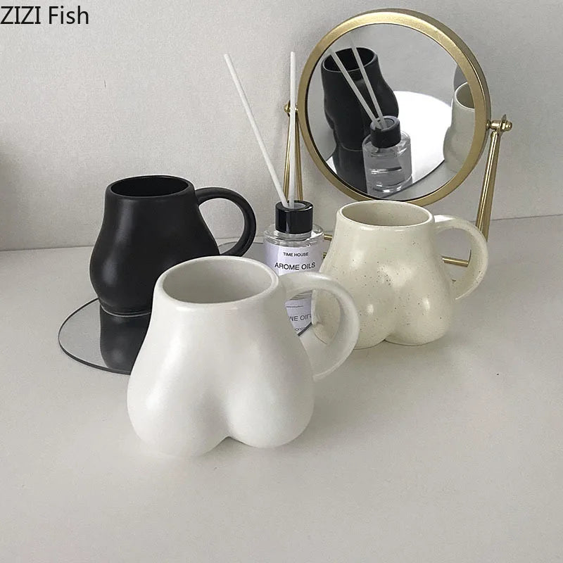 250ml Lips Ceramic Cup Creativity Body Butt Coffee Mugs Heat Resistant Cartoon Human Face Mugs Tea Cups Ceramic Handle Mug