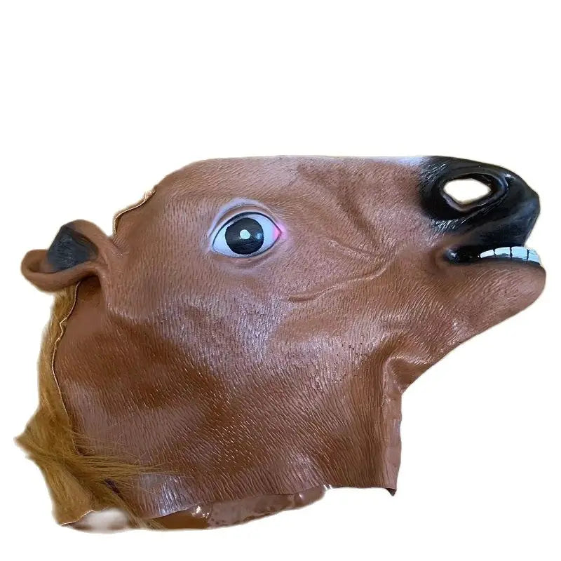 Men's & Women's Brown Horse Head Mask – Funny Latex Animal Mask for Halloween & Cosplay