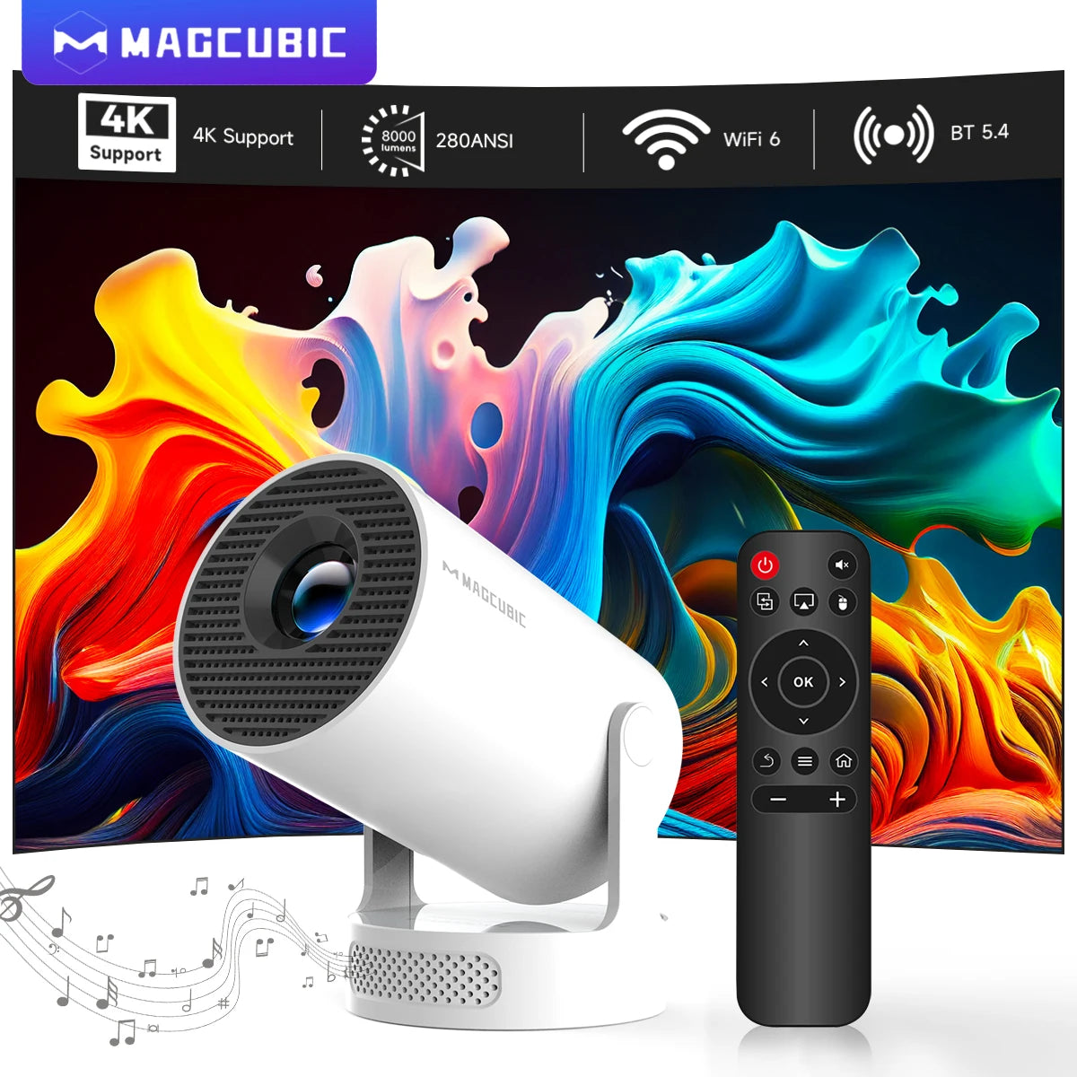 Magcubic 4K HY300 Pro Projector – 290ANSI, Android 11, Dual WiFi6, BT5.4, Portable